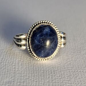 NIB Semi VTG 925 Lapiz Azuli Scroll Cocktail Ring Sz 7